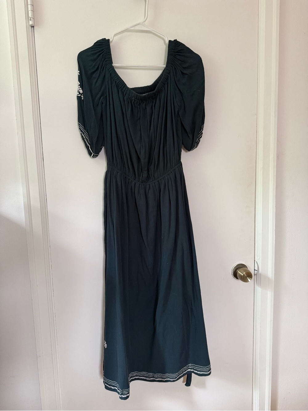 Tularosa Teal Dress with Embroidered trim